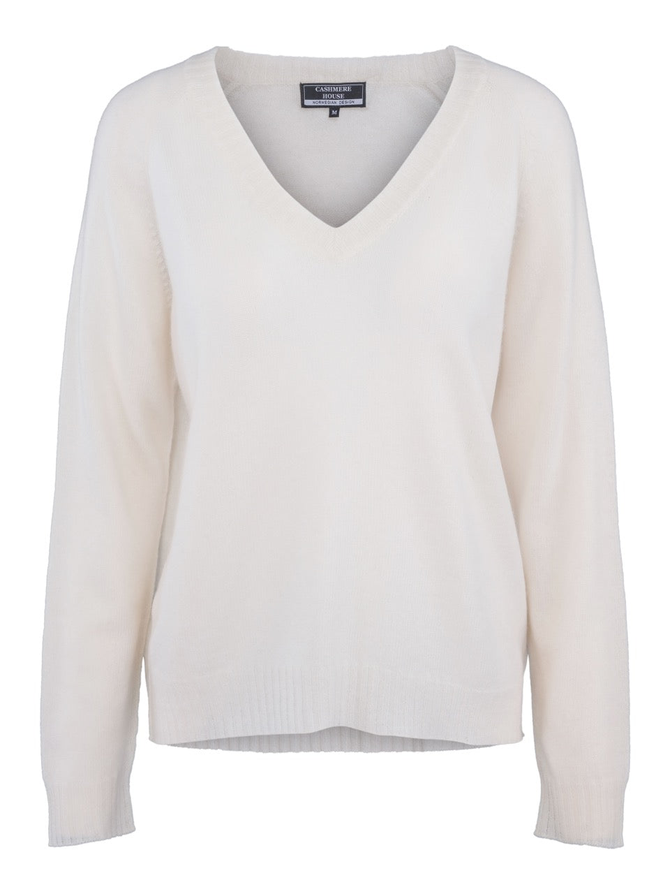 V-neck cashmere sweater white –